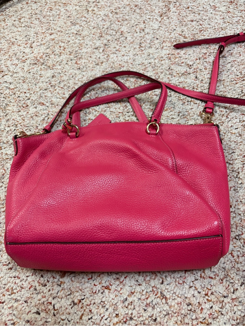 Coach Hot Pink Pebbled Leather Shoulder Bag with Gold Hardware - Picture 4 of 7